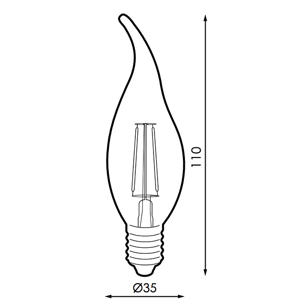 Bombilla LED Filamento E14 C35 Punta 4W Ámbar 