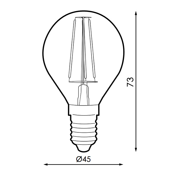 Bombilla LED Filamento E14 G45 4W Ámbar 