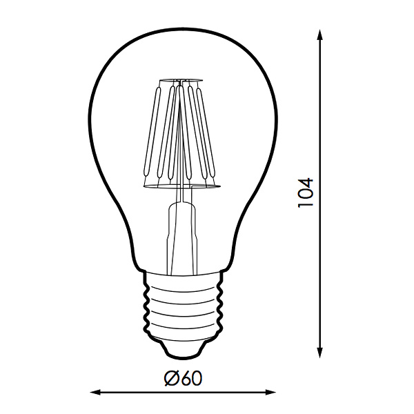 Bombilla LED Filamento E27 A60 4W Ámbar 