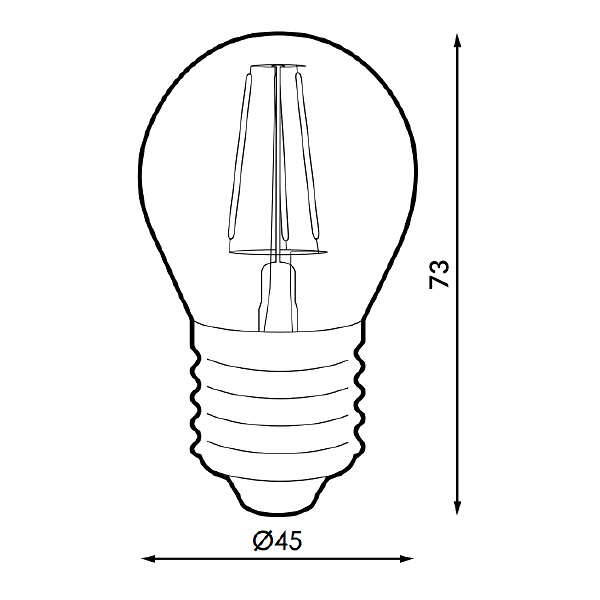 Bombilla LED Filamento E27 G45 4W Ámbar 