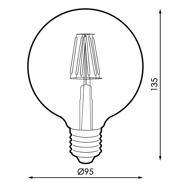 Bombilla LED Filamento E27 G95 6W Ámbar 