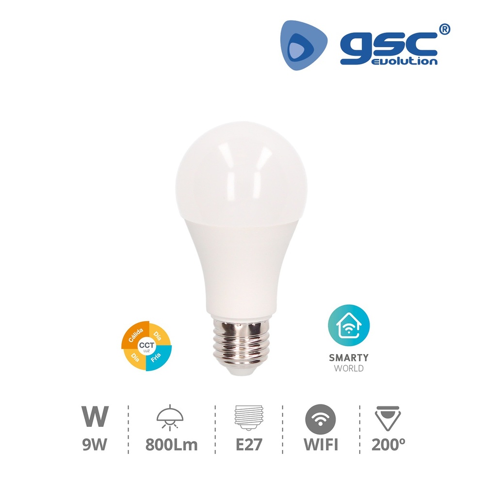 Bombilla LED estandar inteligente via wifi y bluetooth 9W E27 CTT Regulable Bombilla LED estandar inteligente via wifi y bluetooth 9W E27 CTT Regulable