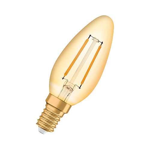 Bombilla decorativa vintage LED 2.5W E14 Vintage 1906 Gold Classic B Ledvance/Osram 