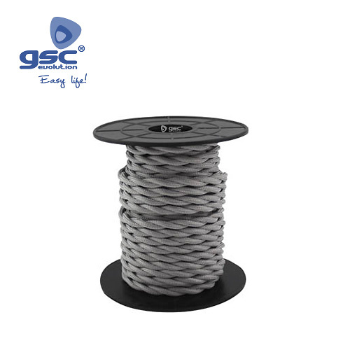 cable textil gris claro 10m cable textil trenzado gris claro 10m GSC