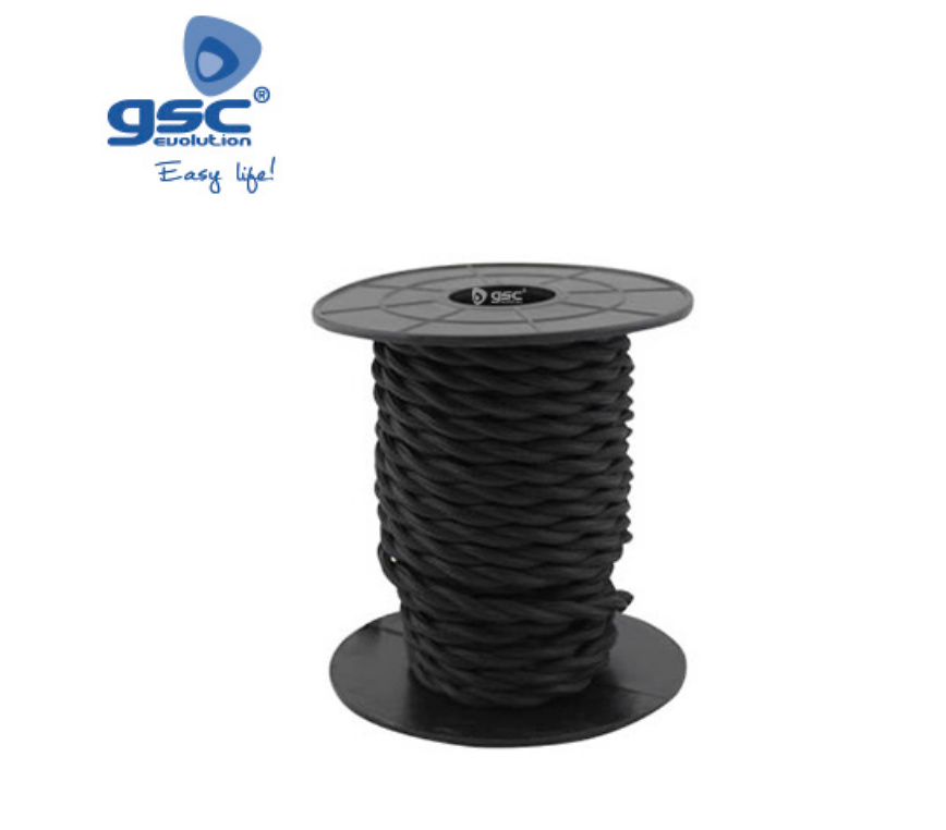 cable textil negro 10m cable textil trenzado negro 10m GSC