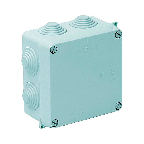 caja-estanca-solera-715 Caja de registro electrico estanca con conos 100x100x55 IP55 Solera. 7 entradas para tubo ᴓ 25 mm