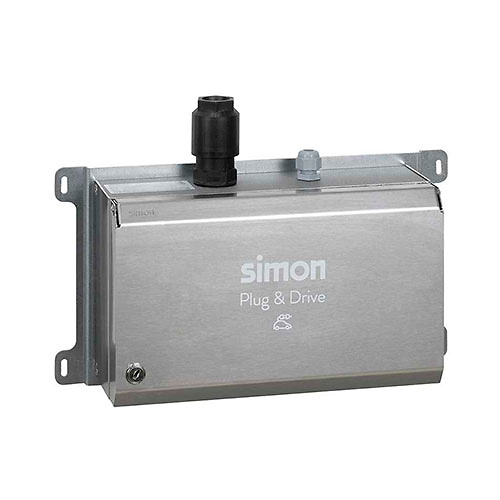 Caja metalica basica con 1 toma M3T2 32A 7.2kW monofasico con juego llaves + selector de potencia modo 3 tipo 2 IP40 Simon 