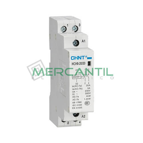Contactor 2P 40A NCH8 CHINT - Menú principal, Material eléctrico, Protecciones eléctricas, Protecciones Chint, Contactores - Mercantil Eléctrico