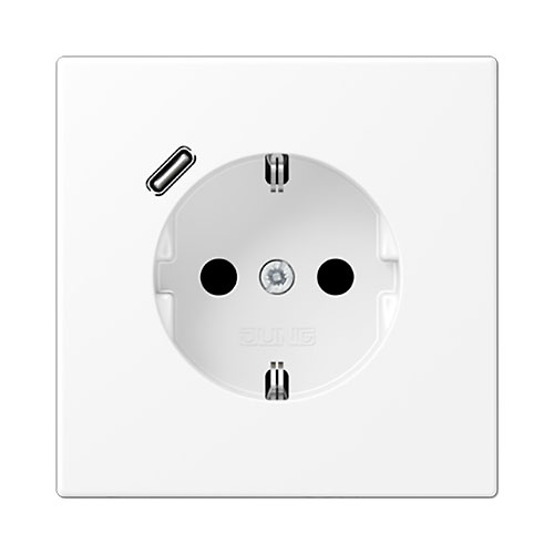 Mejora equipaje En cantidad Enchufe schuko 2P+T con cargador USB tipo C protección para niños blanco  alpino mate LS990 Jung
