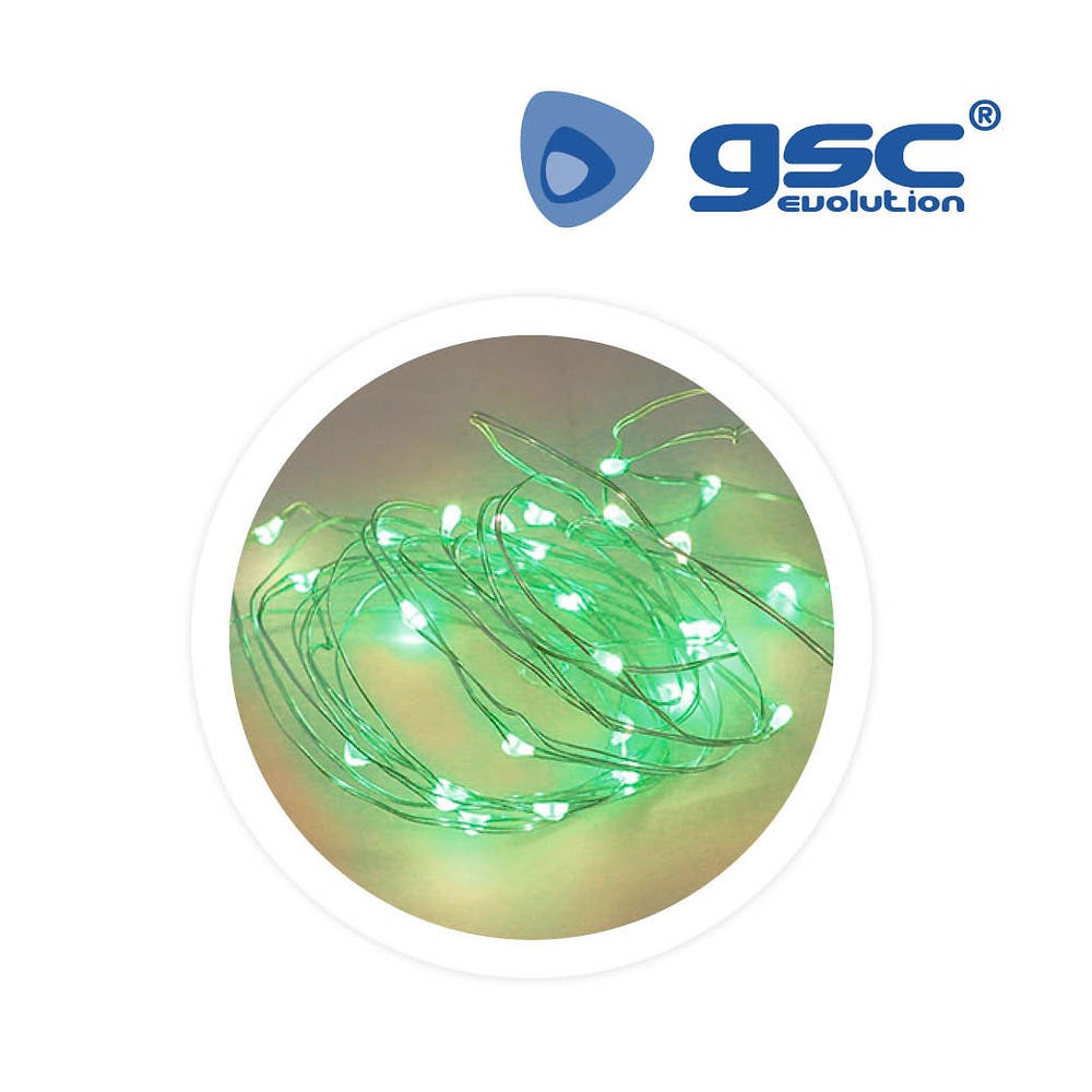 Garsaco Guirnalda alambre 5M 8 funciones Luz Verde Garsaco Luces Navideñas 8 funciones. Funciona a 230V. 50 Leds IP44.