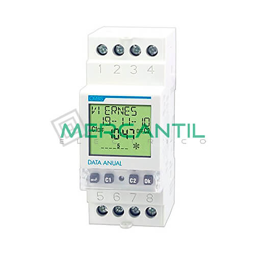 Interruptor Horario Digital Modular Diario/Semanal/Mensual/Anual DATA ANUAL  ORBIS - 2 Circuitos - Menú principal, Domótica y programación, Detección y  programación, Temporización, Interruptor horario analógico/digital -  OB176100 - 165,94 EUR