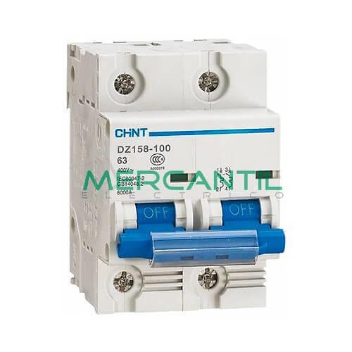 magnetotermico 2p 100a chint DZ158-2-100 Magnetotérmico 2P 100A Sector Industrial CHINT