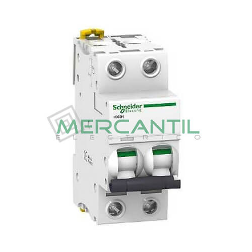 magnetotermico 2 polos A9F89210 Interruptor Magnetotérmico 2 Polos 10A iC60H Sector Industrial SCHNEIDER ELECTRIC