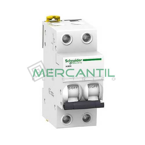 magnetotermico 2 polos a9k17216 Interruptor Magnetotermico 2 Polos Corriente nominal 16A iK60N Sector Residencial SCHNEIDER ELECTRIC