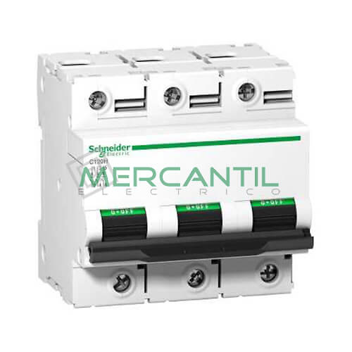 magnetotermico 3 polos c120h A9N18469 Interruptor Magnetotérmico 3 Polos Corriente Nominal 100A C120H Sector Industrial SCHNEIDER ELECTRIC.