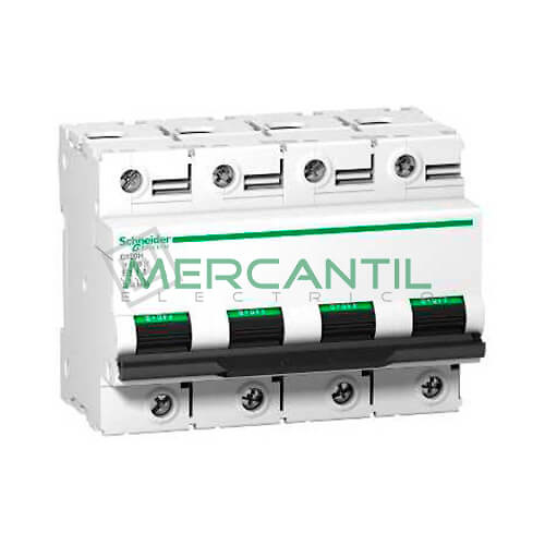 magnetotermico 4 polos c120h A9N18480 Interruptor Magnetotérmico 4 Polos Corriente Nominal 100A C120H Sector Industrial SCHNEIDER ELECTRIC.