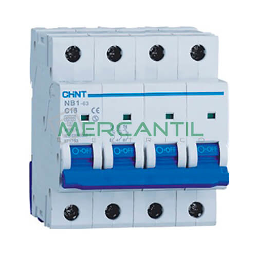 magnetotermico industrial chint NB1-4-10C Magnetotérmico Industrial 4 Polos 10A CHINT