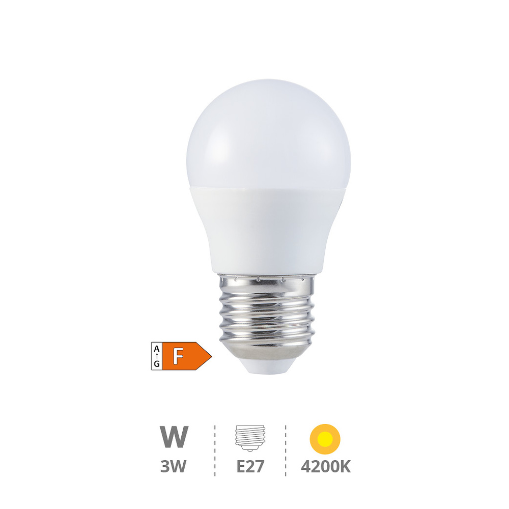Lámpara LED esférica 3W E27 4200K 
