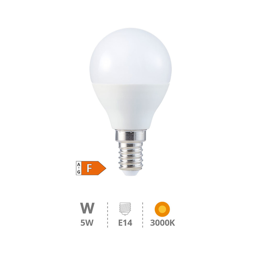 Lámpara LED esférica 5W E14 3000K 