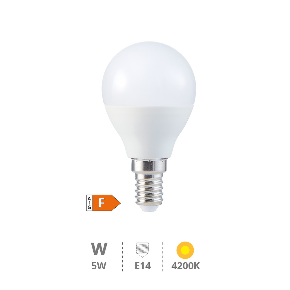 Lámpara LED esférica 5W E14 4200K 