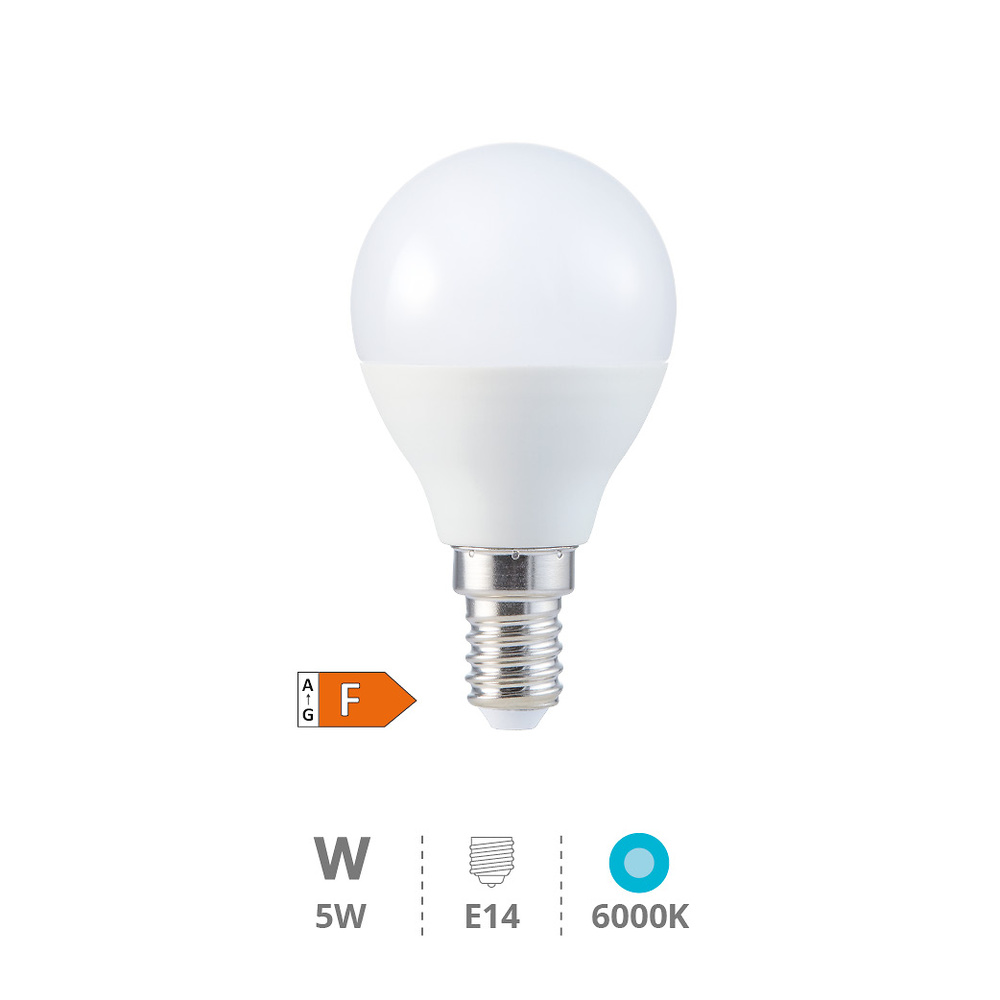 Lámpara LED esférica 5W E14 6000K 