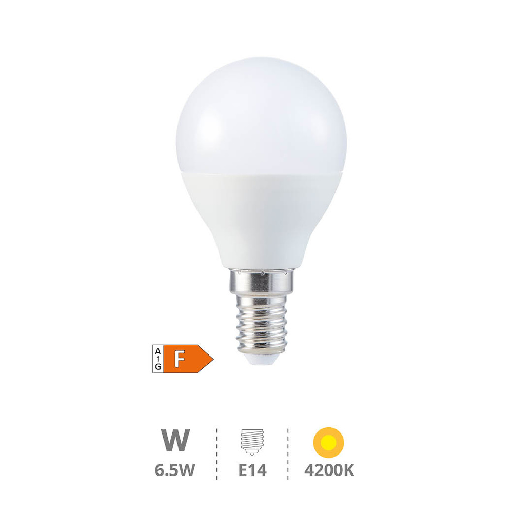Lámpara LED esférica 6,5W E14 4200K 
