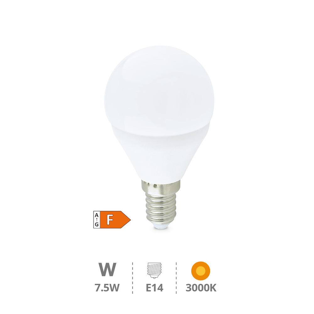 Lámpara LED esférica 7,5W E14 3000K 