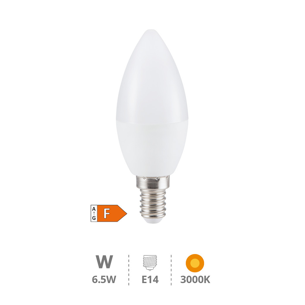 Lámpara LED vela 6,5W E14 3000K 
