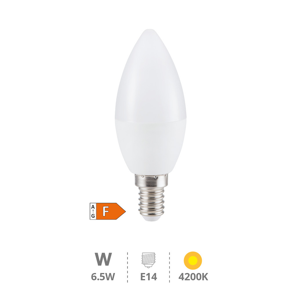 Lámpara LED vela 6,5W E14 4200K 
