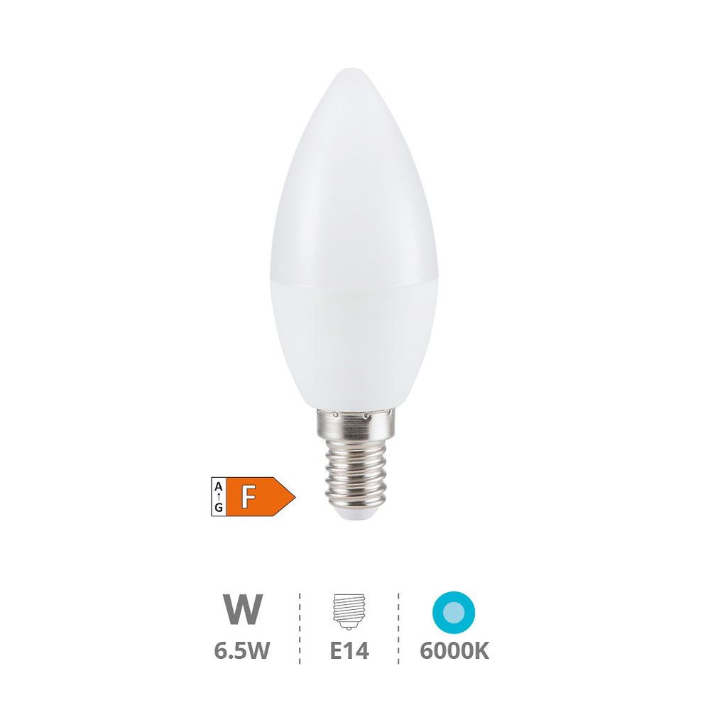 Lámpara LED vela 6,5W E14 6000K 
