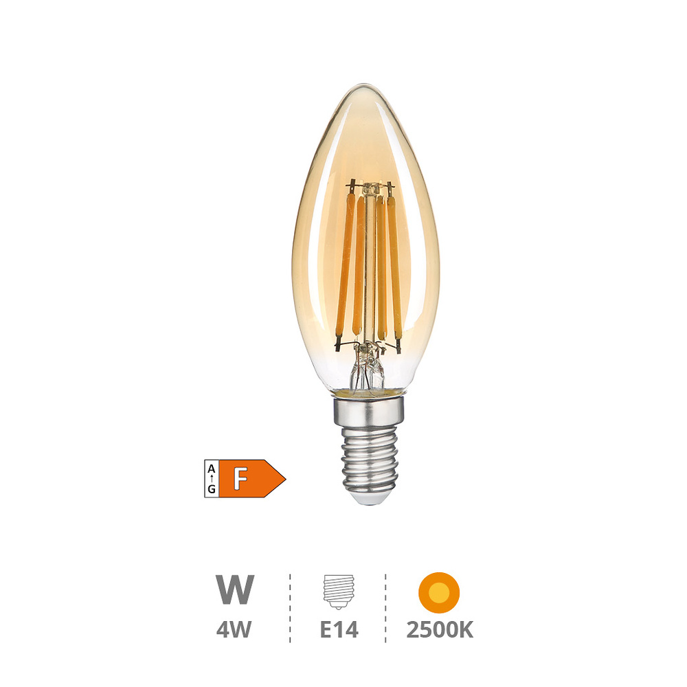 Lámpara LED vela Vintage 4W E14 2500K 