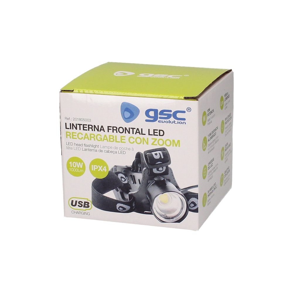 Linterna de cabeza LED COB recargable USB 800lm - Mercantil Eléctrico
