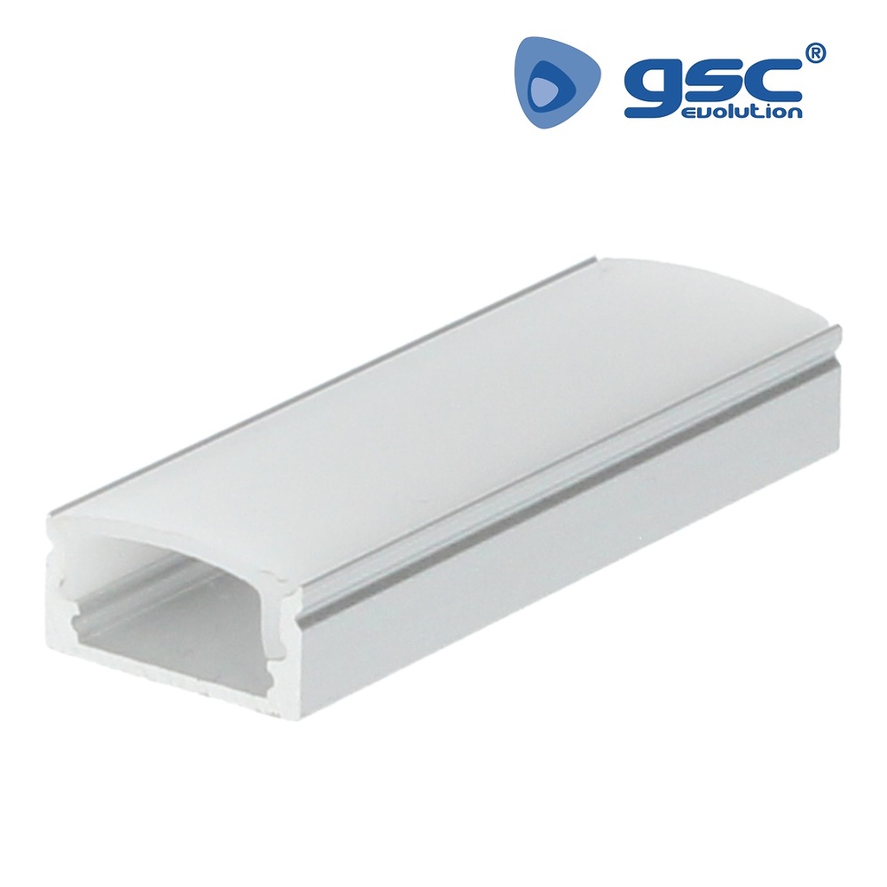 Perfil aluminio traslúcido superficie 2M para tiras LED hasta 12mm Perfil aluminio traslúcido superficie 2M para tiras LED hasta 12mm GSC