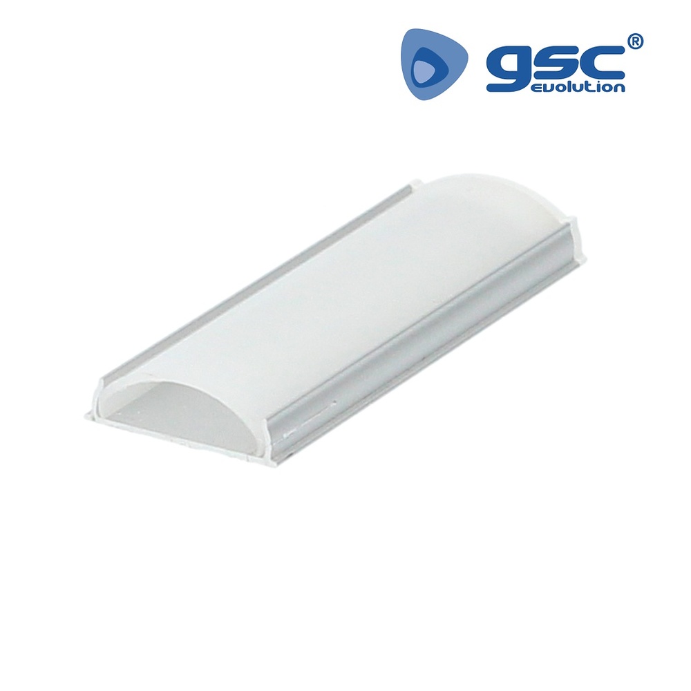 Perfil aluminio traslúcido superficie ovalado 2M para tiras LED hasta 14mm Perfil aluminio traslúcido superficie ovalado 2M para tiras LED hasta 14mm GSC