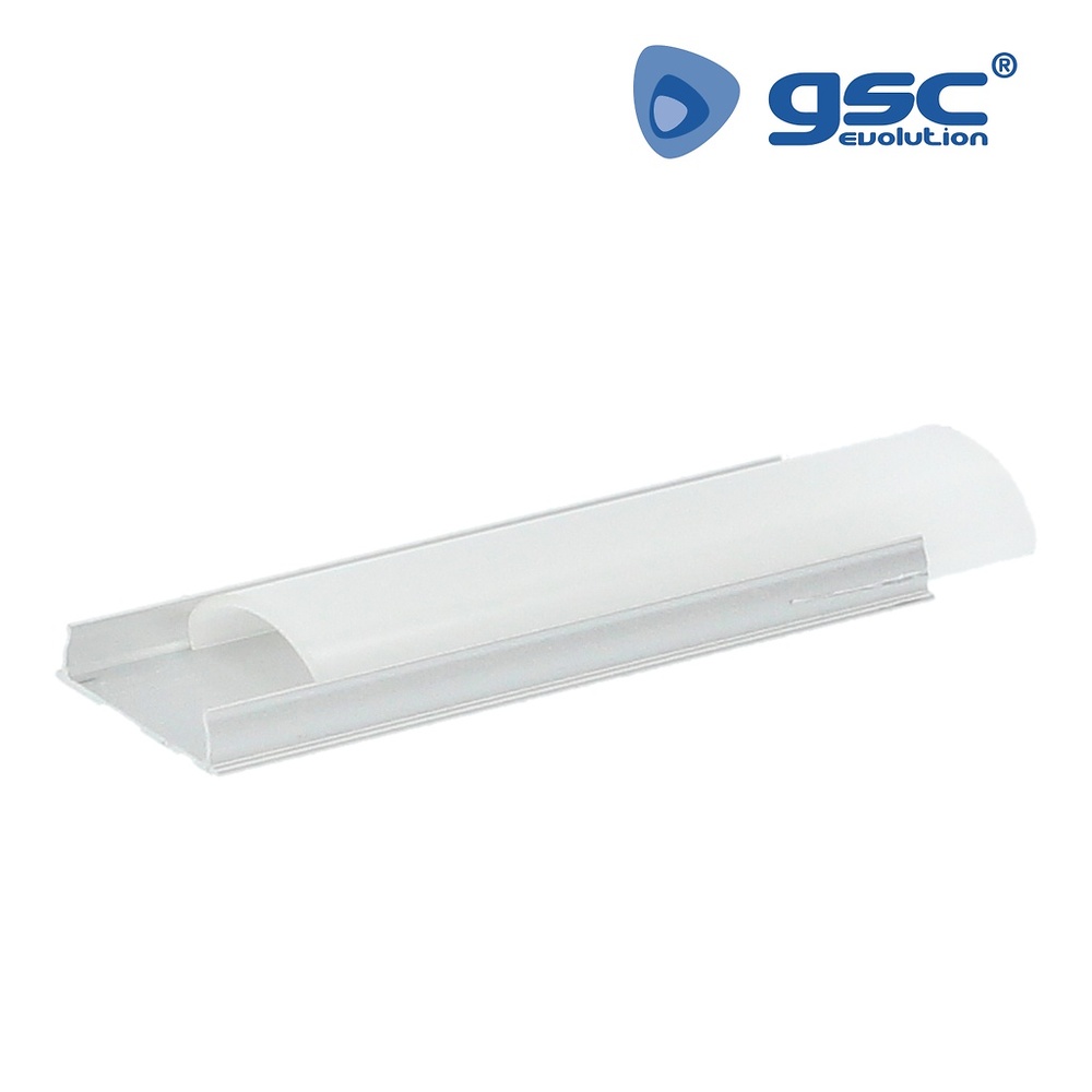 Perfil aluminio traslúcido superficie ovalado 2M para tiras LED hasta 14mm Perfil aluminio traslúcido superficie ovalado 2M para tiras LED hasta 14mm GSC