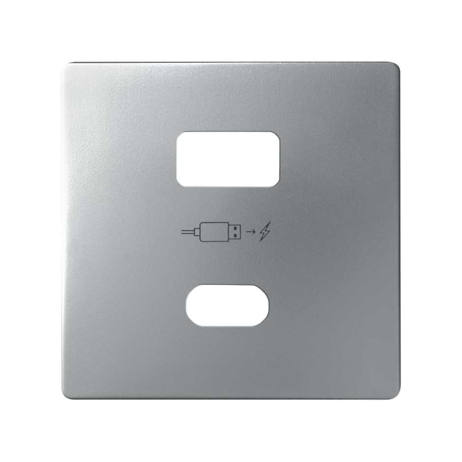 Placa para cargador USB A+C Quickcharge aluminio mate Simon 82 Placa para cargador USB A+C Quickcharge aluminio mate Simon 82