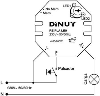 conexiones Regulador para Lámparas LED RE-PLA-LE0 Regulador para Lámparas LED 2 Hilos