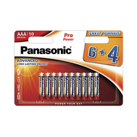 Blíster 10 pilas alcalinas multipacks 6+4 AAA/LR03 Pro Power Panasonic