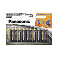 Blíster 10 pilas alcalinas multipacks 6+4 AA/LR6 Everyday Power Panasonic