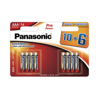 Blíster 16 pilas alcalinas multipacks 10+6 AAA/LR03 Pro Power Panasonic
