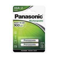 Blíster 2 pilas recargables AAA 900mAh uso constante Panasonic