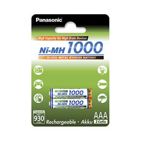 Blíster 2 pilas recargables AAA Ni-Mh 1000mAh alta capacidad Panasonic