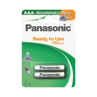 Blíster 2 pilas recargables AAA Ni-Mh 750mAh Panasonic
