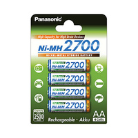 Blíster 4 pilas recargables AA Ni-Mh 2700mAh alta capacidad Panasonic