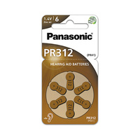 Blíster 6 pilas zinc aire PR-312 1.4V 170mAh Hearing Aid Batteries Panasonic