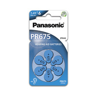 Blíster 6 pilas zinc aire PR-675 1.4V 650mAh Hearing Aid Batteries Panasonic