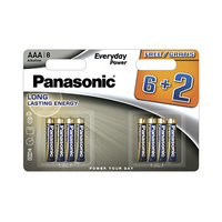 Blíster 8 pilas alcalinas multipacks 6+2 AAA/LR03 Everyday Power Panasonic