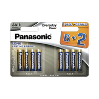 Blíster 8 pilas alcalinas multipacks 6+2 AA/LR6 Everyday Power Panasonic
