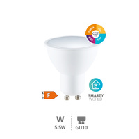 Bombilla LED dicroica inteligente via wifi 5,5W GU10 RGB  CTT regulable