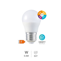 Bombilla LED esferica inteligente via wifi y bluetooth 5,5W E27 RGB  CTT regulable
